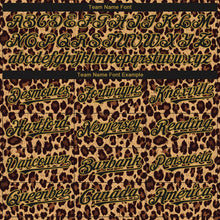 Load image into Gallery viewer, Custom Brown Black-Old Gold Leopard Print 3D Pattern Design Bomber Full-Snap Varsity Letterman Hoodie Jacket
