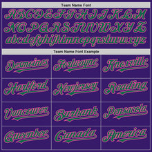 Load image into Gallery viewer, Custom Purple Kelly Green-Pink Bomber Full-Snap Varsity Letterman Two Tone Hoodie Jacket
