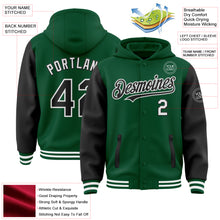 Load image into Gallery viewer, Custom Kelly Green Black-White Bomber Full-Snap Varsity Letterman Two Tone Hoodie Jacket
