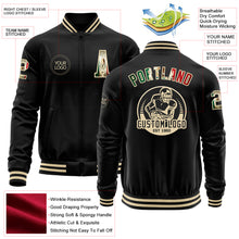 Load image into Gallery viewer, Custom Black Vintage Mexican Flag-Cream Bomber Varsity Letterman Zipper Jacket
