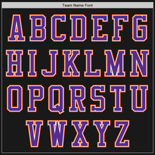 Load image into Gallery viewer, Custom Black Purple-Orange Bomber Varsity Letterman Two Tone Zipper Jacket
