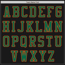 Load image into Gallery viewer, Custom Black Orange-Kelly Green Bomber Varsity Letterman Two Tone Zipper Jacket
