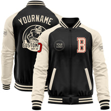 Load image into Gallery viewer, Custom Black Red-Cream Bomber Varsity Letterman Two Tone Zipper Jacket
