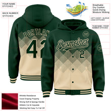 Load image into Gallery viewer, Custom Green Cream Gradient Square Shape 3D Pattern Design Bomber Full-Snap Varsity Letterman Hoodie Jacket
