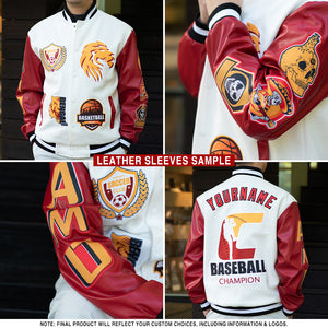 Custom White Black Evil Eyes 3D Pattern Design Bomber Full-Snap Varsity Letterman Jacket