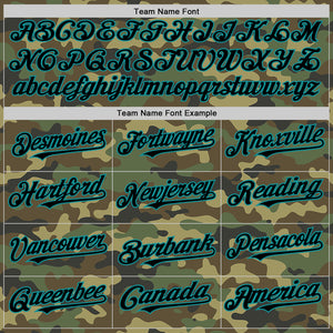 Custom Camo Black-Teal Bomber Full-Snap Varsity Letterman Salute To Service Hoodie Jacket