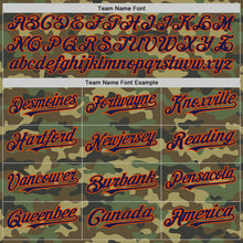 Load image into Gallery viewer, Custom Camo Navy-Orange Bomber Full-Snap Varsity Letterman Salute To Service Hoodie Jacket
