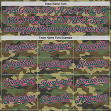 Load image into Gallery viewer, Custom Camo Kelly Green-Pink Bomber Full-Snap Varsity Letterman Salute To Service Hoodie Jacket
