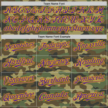 Load image into Gallery viewer, Custom Camo Purple-Gold Bomber Full-Snap Varsity Letterman Salute To Service Hoodie Jacket
