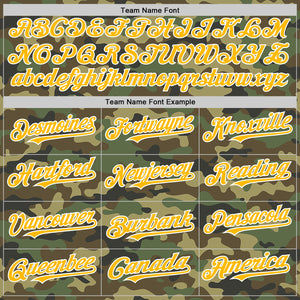 Custom Camo Gold-White Bomber Full-Snap Varsity Letterman Salute To Service Hoodie Jacket