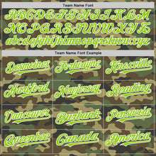 Load image into Gallery viewer, Custom Camo Neon Green-White Bomber Full-Snap Varsity Letterman Salute To Service Hoodie Jacket
