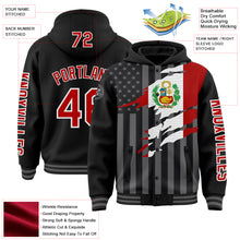 Load image into Gallery viewer, Custom Black Red-Gray Peru Peruvian Flag 3D Bomber Full-Snap Varsity Letterman Hoodie Jacket
