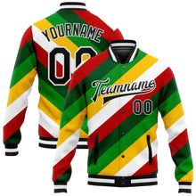 Load image into Gallery viewer, Custom White Black Christmas 3D Bomber Full-Snap Varsity Letterman Jacket
