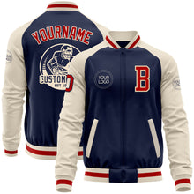 Load image into Gallery viewer, Custom Navy Red-Cream Bomber Varsity Letterman Two Tone Zipper Jacket
