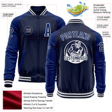 Load image into Gallery viewer, Custom Navy Royal-White Bomber Varsity Letterman Two Tone Zipper Jacket
