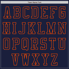 Load image into Gallery viewer, Custom Navy Orange Bomber Varsity Letterman Two Tone Zipper Jacket
