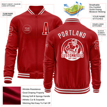 Load image into Gallery viewer, Custom Red White Bomber Varsity Letterman Zipper Jacket
