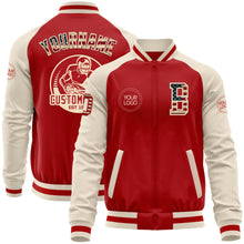 Load image into Gallery viewer, Custom Red Vintage USA Flag-Cream Bomber Varsity Letterman Two Tone Zipper Jacket
