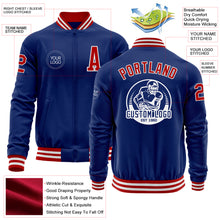 Load image into Gallery viewer, Custom Royal Red-White Bomber Varsity Letterman Zipper Jacket
