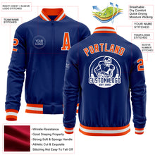 Load image into Gallery viewer, Custom Royal Orange-White Bomber Varsity Letterman Zipper Jacket
