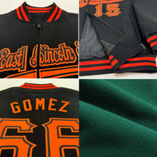 Load image into Gallery viewer, Custom Green Aqua-White Bomber Varsity Letterman Zipper Jacket
