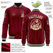 Load image into Gallery viewer, Custom Crimson Vintage USA Flag Black Cream-Black Bomber Varsity Letterman Zipper Jacket
