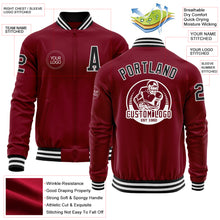 Load image into Gallery viewer, Custom Crimson Black-White Bomber Varsity Letterman Zipper Jacket
