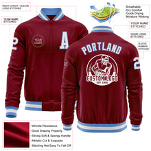 Load image into Gallery viewer, Custom Crimson White-Light Blue Bomber Varsity Letterman Zipper Jacket
