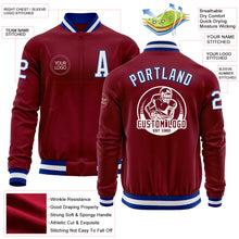 Load image into Gallery viewer, Custom Crimson White-Royal Bomber Varsity Letterman Zipper Jacket
