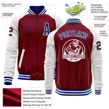 Load image into Gallery viewer, Custom Crimson Royal-White Bomber Varsity Letterman Two Tone Zipper Jacket
