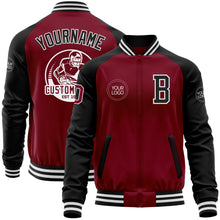 Load image into Gallery viewer, Custom Crimson Black-White Bomber Varsity Letterman Two Tone Zipper Jacket
