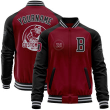 Load image into Gallery viewer, Custom Crimson Black-Gray Bomber Varsity Letterman Two Tone Zipper Jacket
