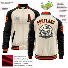 Load image into Gallery viewer, Custom Cream Orange-Black Bomber Varsity Letterman Two Tone Zipper Jacket
