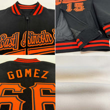 Load image into Gallery viewer, Custom Cream Black-Orange Bomber Varsity Letterman Two Tone Zipper Jacket
