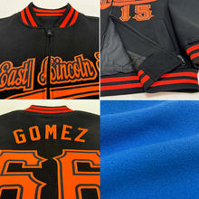 Load image into Gallery viewer, Custom Powder Blue Yellow-Royal Bomber Varsity Letterman Two Tone Zipper Jacket
