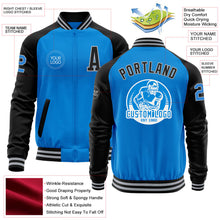 Load image into Gallery viewer, Custom Powder Blue Gray-Black Bomber Varsity Letterman Two Tone Zipper Jacket
