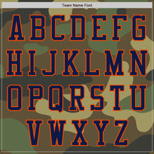 Load image into Gallery viewer, Custom Camo Navy-Orange Bomber Varsity Letterman Salute To Service Zipper Jacket
