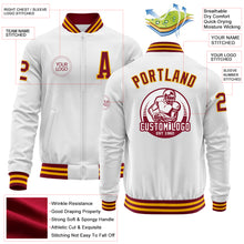 Load image into Gallery viewer, Custom White Crimson-Gold Bomber Varsity Letterman Zipper Jacket
