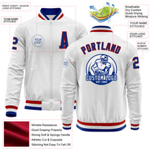 Load image into Gallery viewer, Custom White Royal-Red Bomber Varsity Letterman Zipper Jacket
