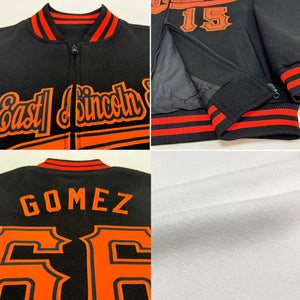 Custom White Orange Bomber Varsity Letterman Zipper Jacket