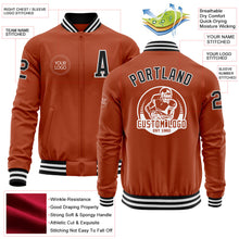 Load image into Gallery viewer, Custom Texas Orange Black-White Bomber Varsity Letterman Zipper Jacket
