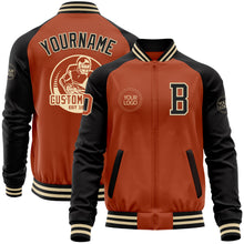 Load image into Gallery viewer, Custom Texas Orange Cream-Black Bomber Varsity Letterman Two Tone Zipper Jacket
