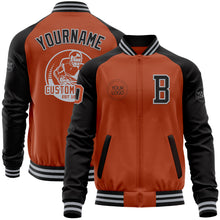 Load image into Gallery viewer, Custom Texas Orange Gray-Black Bomber Varsity Letterman Two Tone Zipper Jacket
