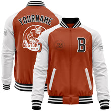 Load image into Gallery viewer, Custom Texas Orange Black-White Bomber Varsity Letterman Two Tone Zipper Jacket
