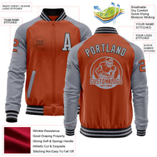 Load image into Gallery viewer, Custom Texas Orange Black-Gray Bomber Varsity Letterman Two Tone Zipper Jacket
