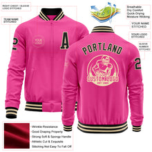 Load image into Gallery viewer, Custom Pink Black-Cream Bomber Varsity Letterman Zipper Jacket
