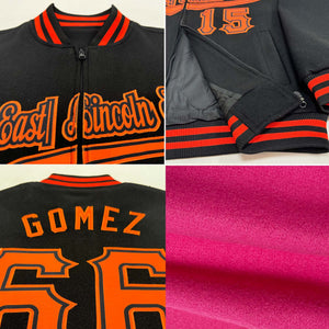 Custom Pink White-Black Bomber Varsity Letterman Zipper Jacket