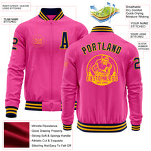 Load image into Gallery viewer, Custom Pink Navy-Gold Bomber Varsity Letterman Zipper Jacket
