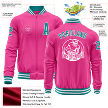 Load image into Gallery viewer, Custom Pink Teal-White Bomber Varsity Letterman Zipper Jacket
