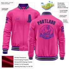 Load image into Gallery viewer, Custom Pink Purple-Black Bomber Varsity Letterman Zipper Jacket
